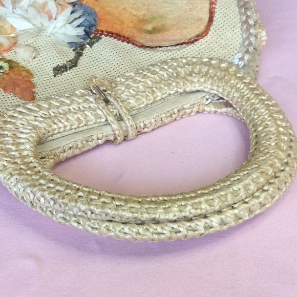 FINAL SALE PRICE Straw Satchel Handbag w/Embellishment - Picture 3 of 5